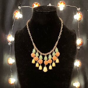 NY & Co Feminine Pink Orange & Green Cascade Necklace